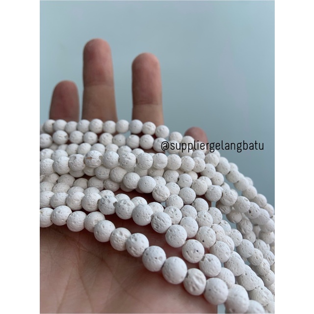 renceng white lava stone putih 6mm batu akik merapi larva atsiri akik