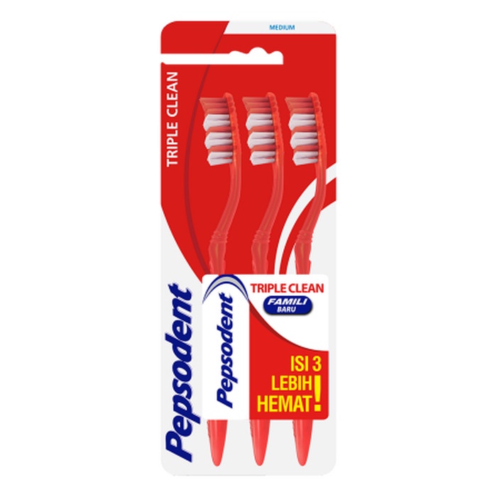 

PEPSODENT SIKAT GIGI TRIPLE CLEAN MEDIUM MULTIPACK 3'S