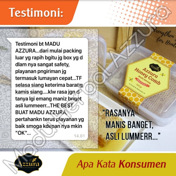 

Madu Azzura Honey Comb - Madu Sarang - Madu Raw Honey Comb - Madu Sarang Murni 250 gr dan 500 gr