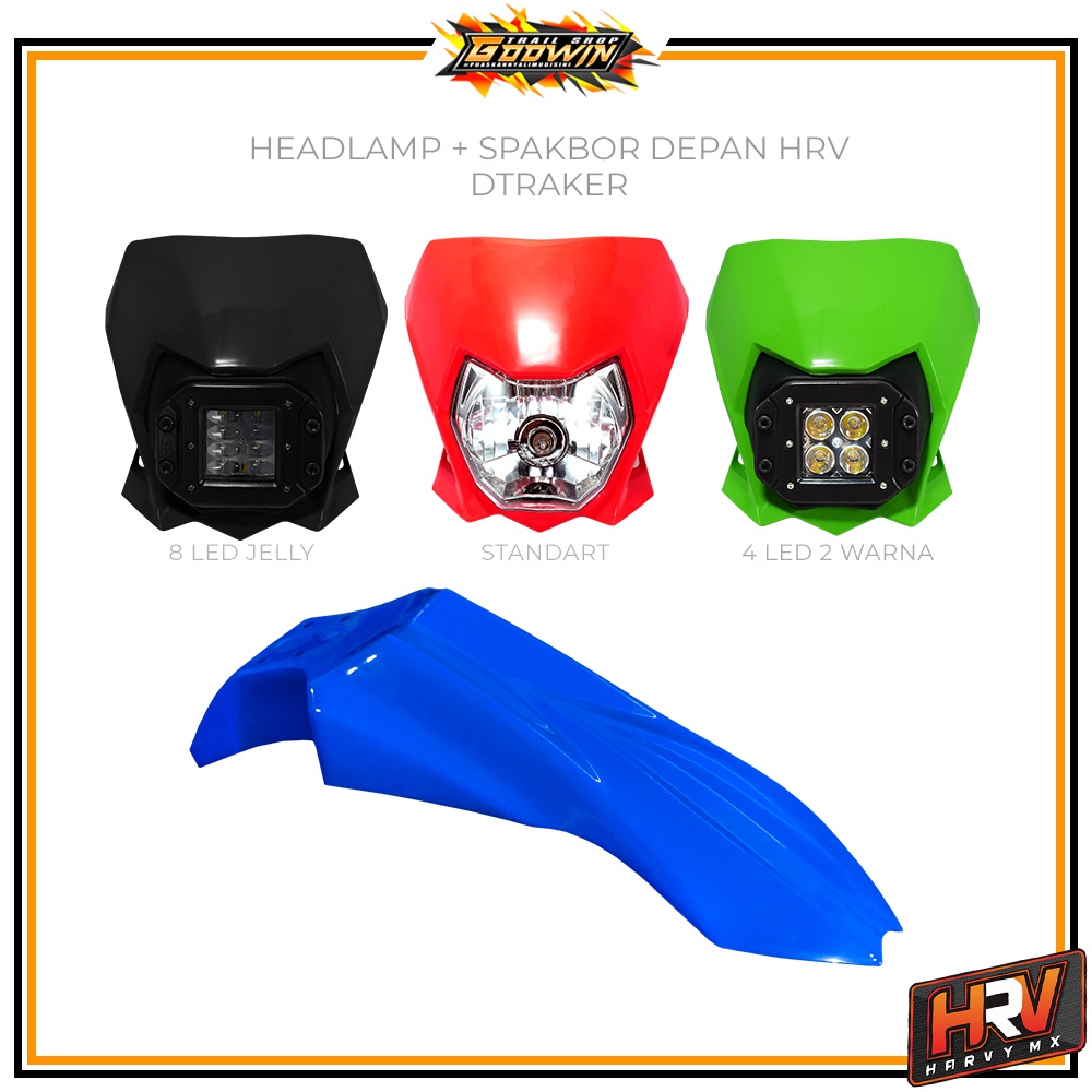 PAKET Sparkboard Spakbor Slebor Depan KLX BIGFOOT Headlamp Lampu Depan KLX 150 8 LED Jelly 12 LED TERBARU