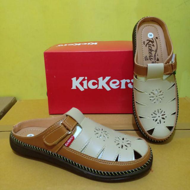 Sandal slop kickers wanita kode kc-KC 01 tan cream