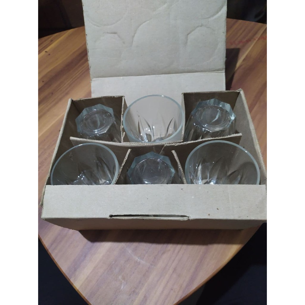 gelas kopi belimbing gelas kaca gelas bening isi 6pc