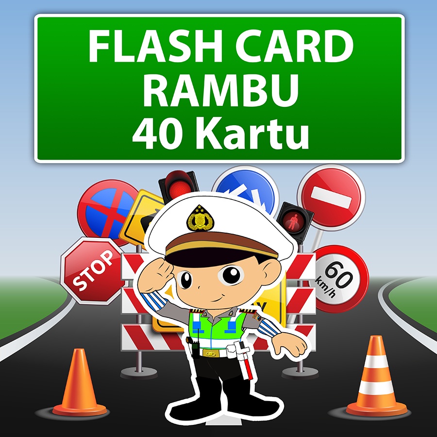 40 Kartu Flashcard Anak  Kartu Rambu Lalu Lintas