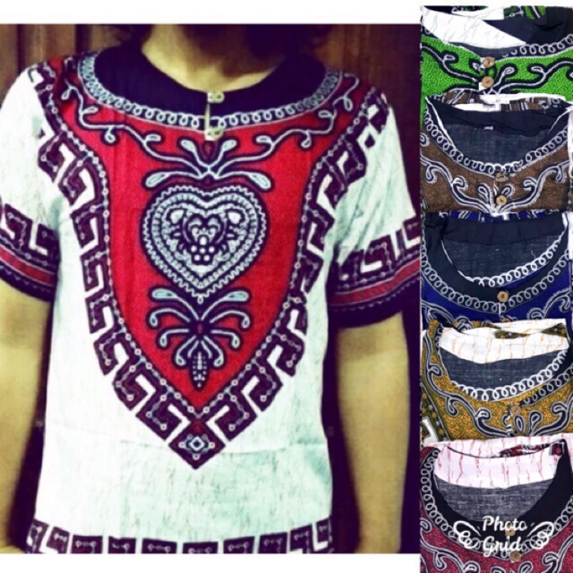 TERMURAH Baju Bali Unisex Corak Bangkok Dasar Putih