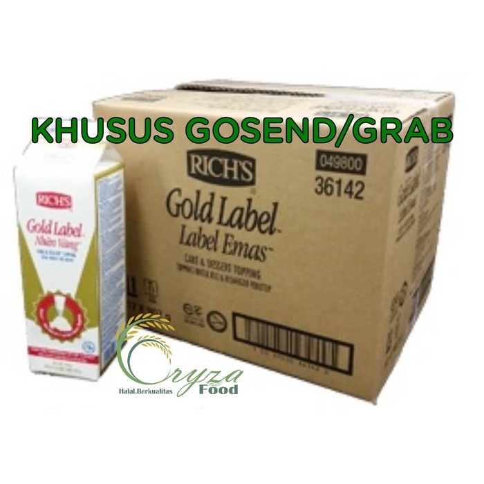 

[KHUSUS GOSEND/GRAB] RICH'S GOLD LABEL WHIPPING CREAM 1 KARTON