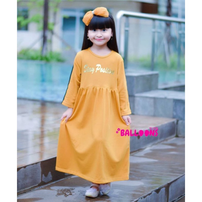 Gamis Polos Babyterry Foil 2-8 Tahun Gamis Kaos Anak