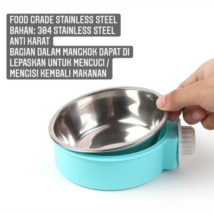 mangkuk stainless tempat makan minum anjing kucing kelinci gantung mangkok