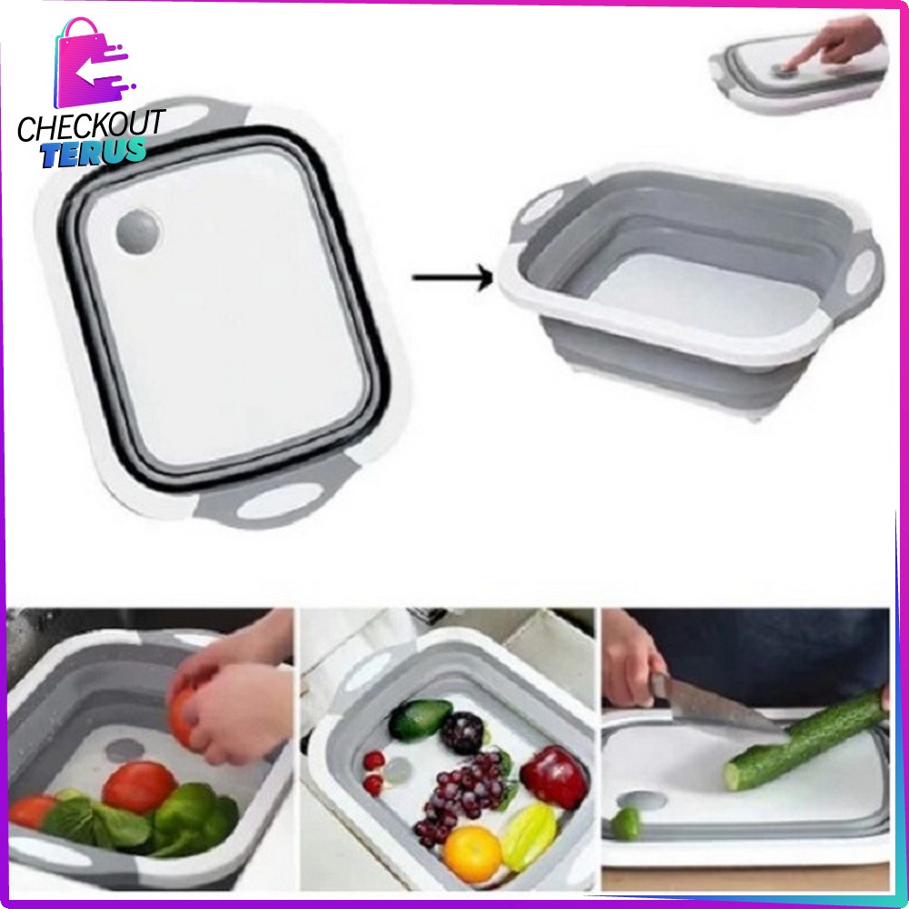 CT C128 Talenan Lipat Baskom Multifungsi 3in1 Peralatan Dapur Baskom Lipat Serbaguna Cutting Board Portable