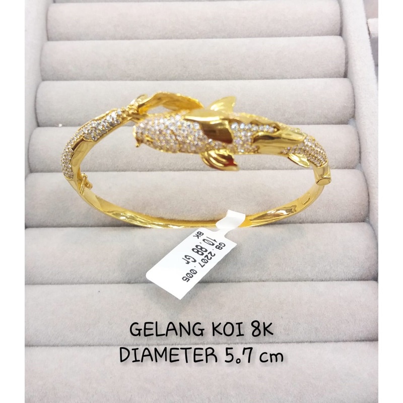 Gelang ikan koi emas asli kadar 375/8karat bangle fashion wanita dewasa