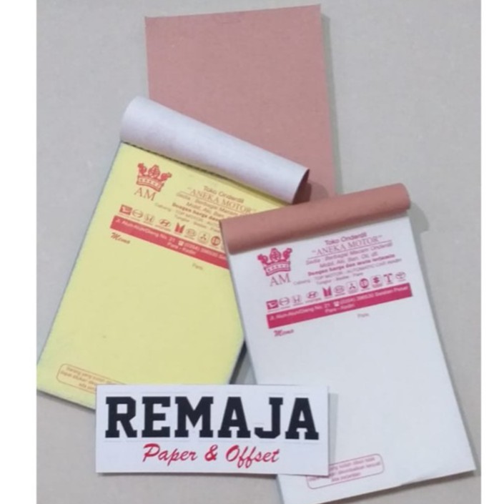 

Cetak Nota NCR 2ply Custom tinta 1 warna 1 rim