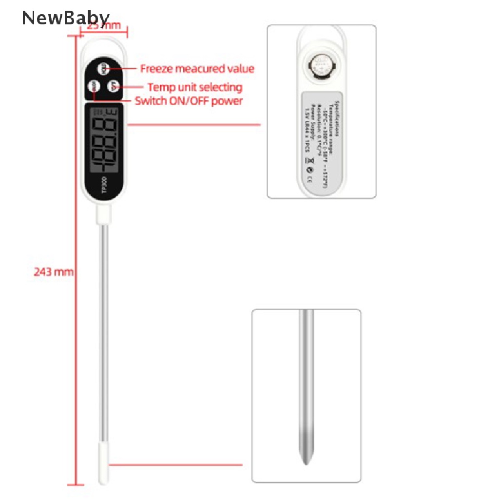 1pc Termometer Digital Elektronik Untuk Daging BBQ