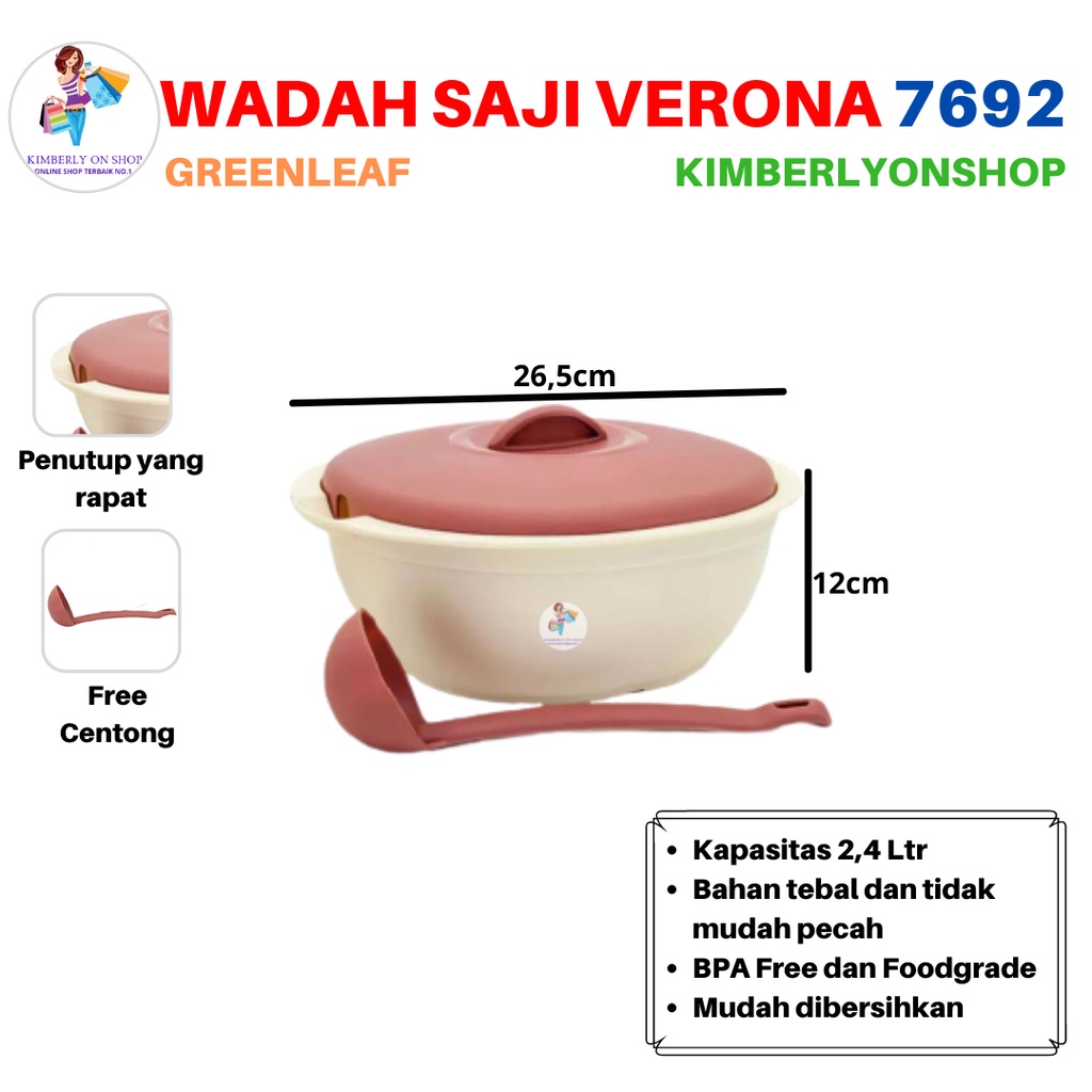 Wadah Saji Food Storage Verona 2,4 Liter 7692 Green Leaf