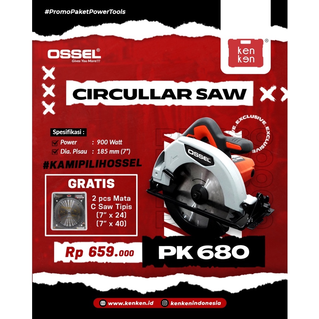 GRATIS Mata Mesin Gergaji Kayu PK680 Mesin Circular Saw PK680 Ossel TERMURAH