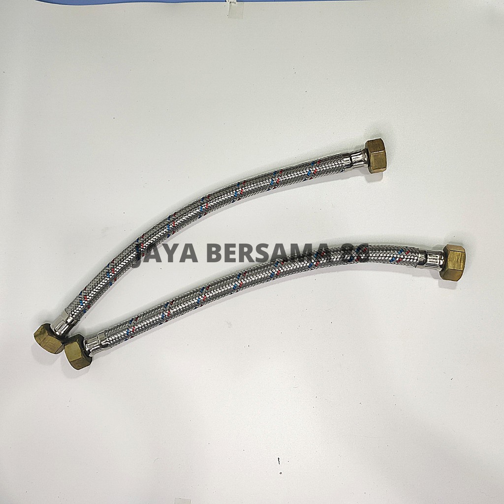 SELANG AIR FLEXIBEL ANYAM KEPALA KUNINGAN