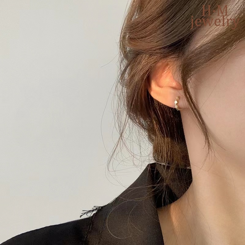 Anting Bulat Hias Zircon AAA Untuk Wanita