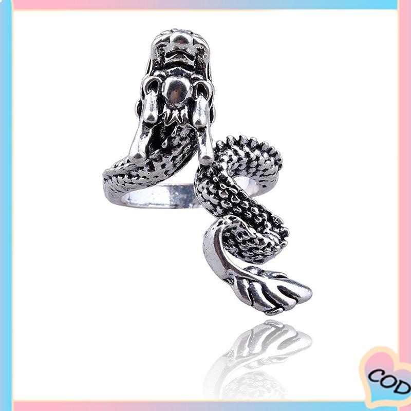 COD❤️ Cincin Tunggal Desain Hewan Naga National Gaya Retro-A.one