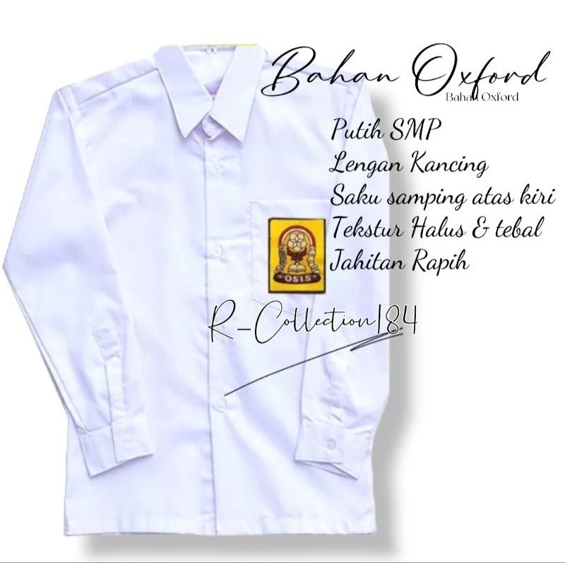 Baju Kemeja Seragam Sekolah Kerja Oxford Atasan Lengan Panjang Putih SD SMP SMA