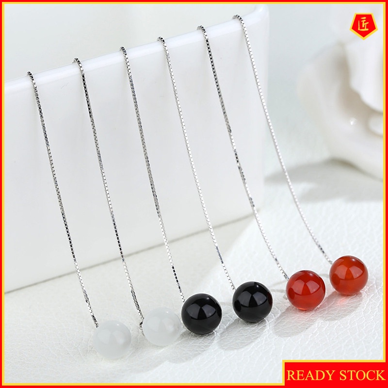 [Ready Stock]Simple High-End Silver Opal Eardrops Ear Wires