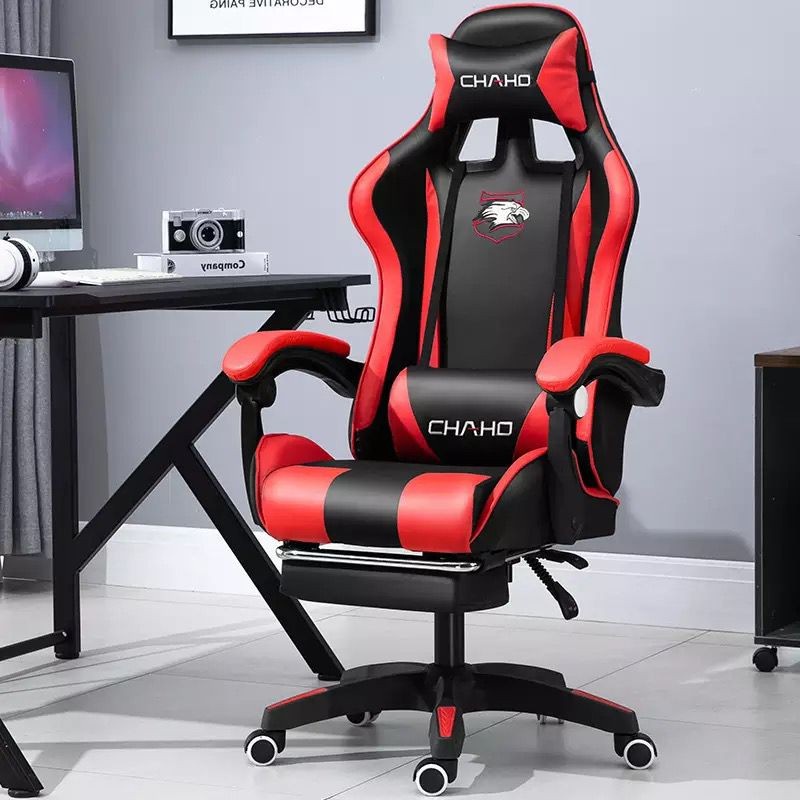 Kursi Gaming Bangku Gaming Gaming Chair Kursi Kerja Kursi Kantor Terlaris-313 Merah + Footrest