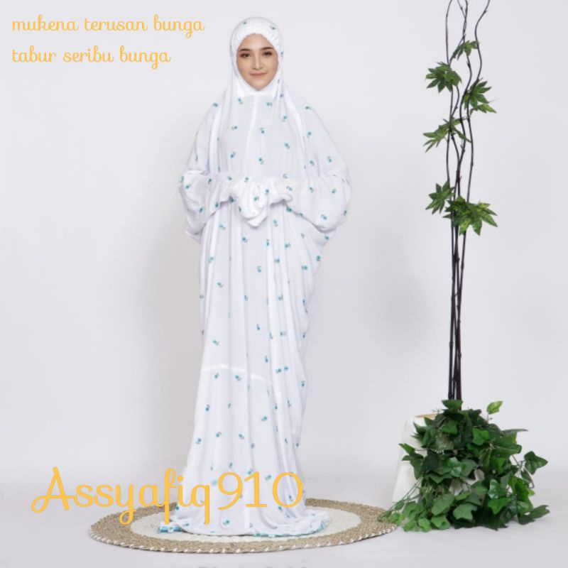 Mukena Terusan Dewasa Rayon Bordir Bunga Tabur Seribu Bunga