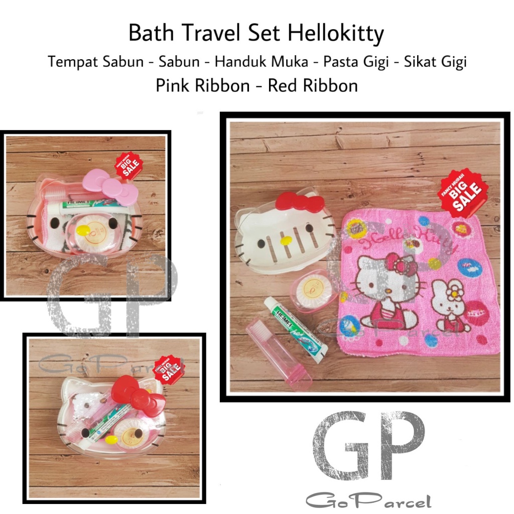 BATH TRAVEL SET HELLOKITTY - KOTAK TEMPAT SABUN HELLO KITTY LENGKAP / HANDY PORTABLE HK SET MANDI - ODOL PASTA GIGI