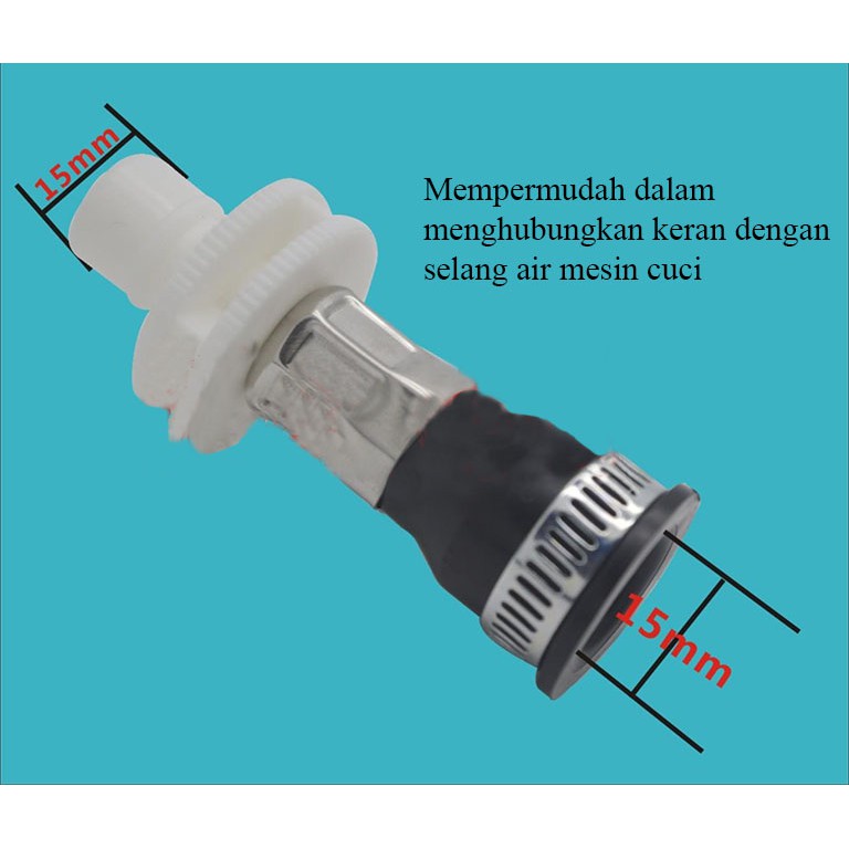 Sambungan Kepala Kran Selang Mesin Cuci Inlet Universal + Klem Kran