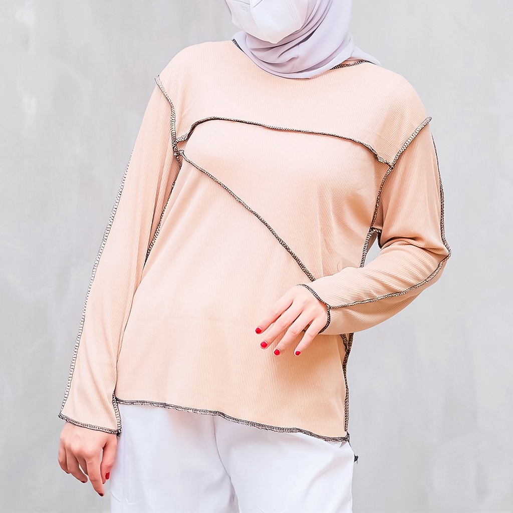 Zigzag Top RIB - Blouse Wanita Muslim / T-Shirt Longsleeve Wanita