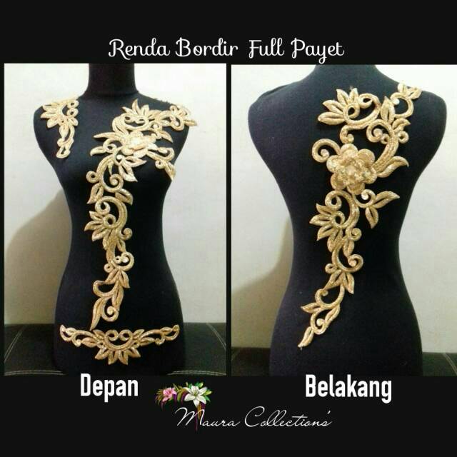 Renda Bordir Bunga Mekar Full Payet