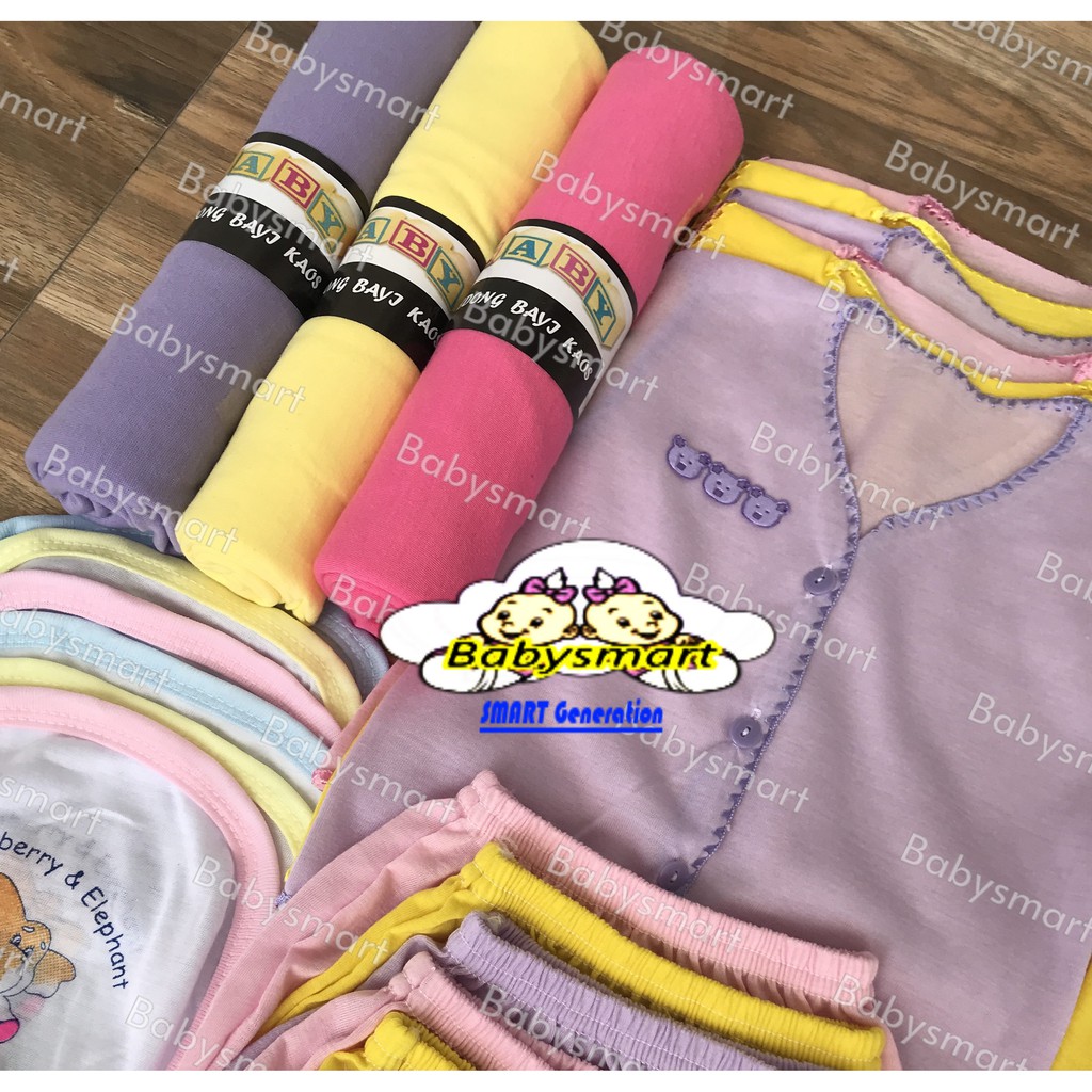 Babysmart - Paket Hemat Perlengkapan Baju Bayi Baru Lahir (New Born) Hemat PAKET POLOS WARNA ISI 6
