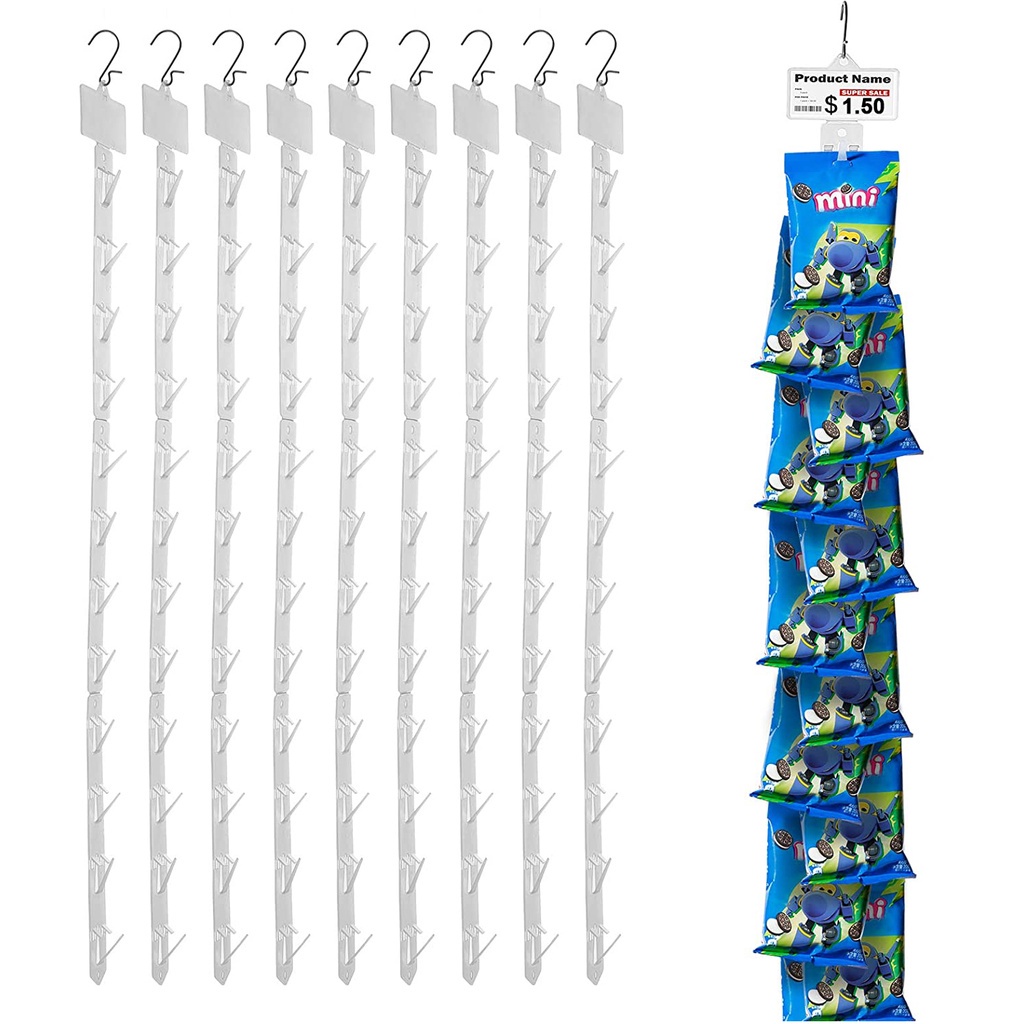 Supermarket Snack Plastic Pp Clear Long Display Hanging Strips With Clips