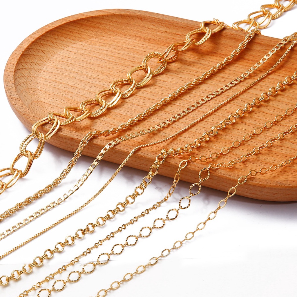 18K Gold 1M/Piece Copper Plated Cross Snake Necklace Chains Bulk For DIY Jewelry Findings Making Materials Handmade Supplies