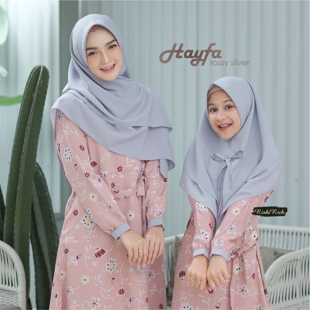 Riskirich Hayfa Khimar Uk Dewasa dan Anak Segi Empat Instan 2 Layer Jahit Tepi Rapih