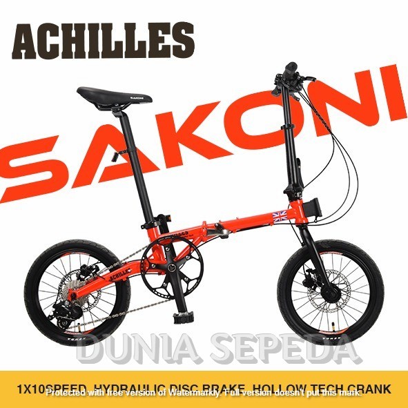 SEPEDA LIPAT SAKONI ACHILLES 16 INCH GREAT BRITAIN 10 SP HYDRAULIC ORI