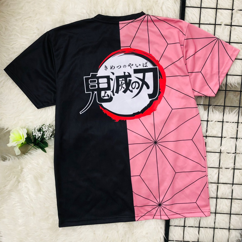 Tshirt Nezuko Two Tone Black and Pink Anime Manga Demon Slayer Kimetsu No Yaiba  Premium Unisex