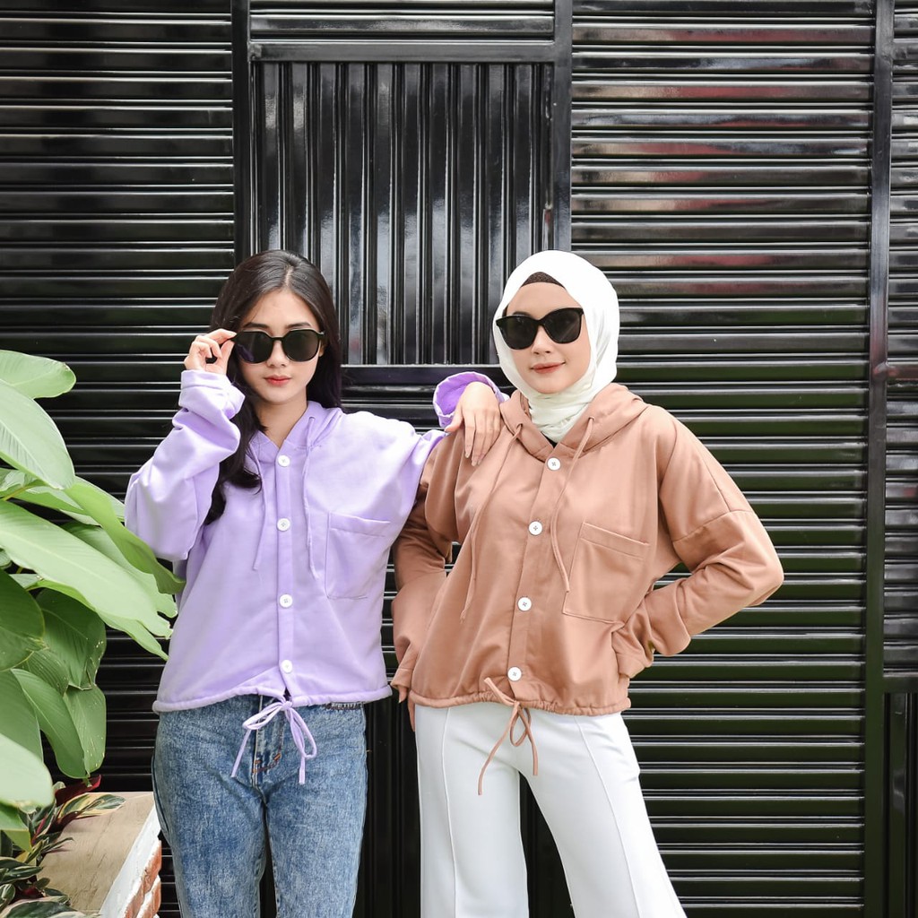 Miya button hoodie jacket  | jaket murah | outer wanita murah