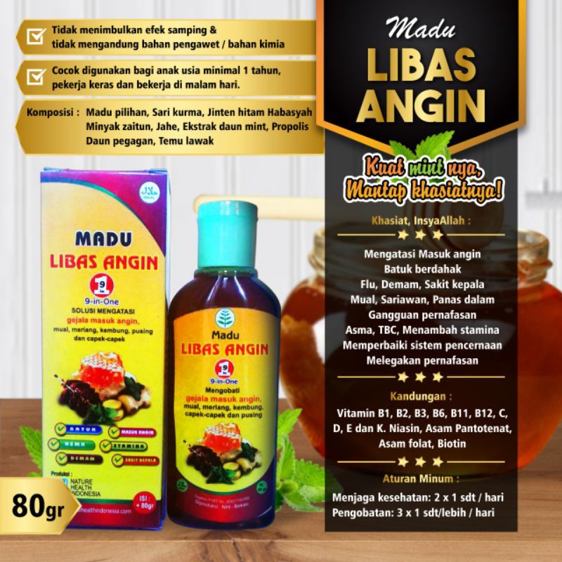 MADU LIBAS ANGIN Batuk Pilek Demam Pusing Radang Sariawan Anak dan Dewasa mual mabuk perjalanan liba