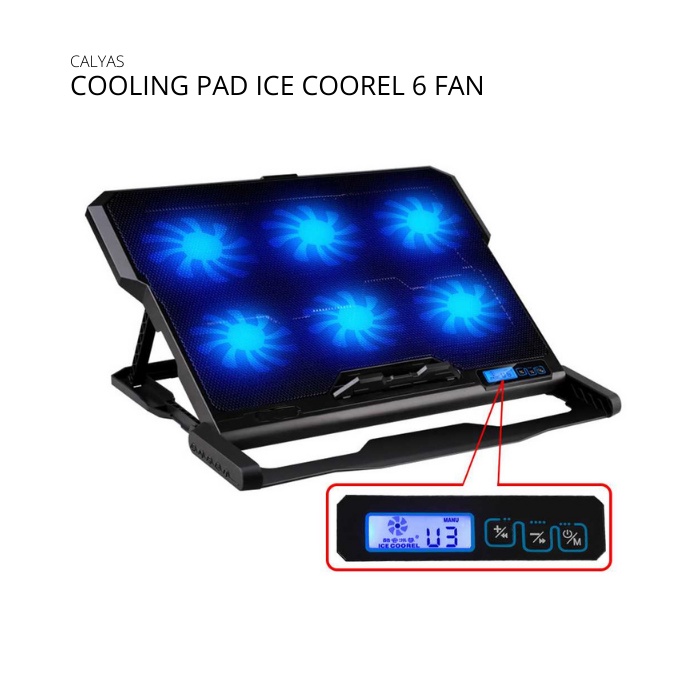 Cooling Pad / Alas Tatakan Kipas Pendingin Laptop 6 Fan Ice Coorel Cool Pad