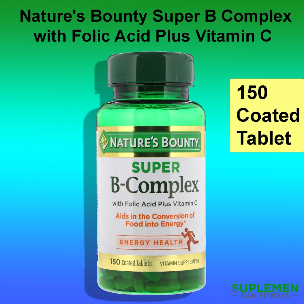 Jual Nature's Bounty Super B-Complex With Folic Acid Plus Vitamin C 150 ...