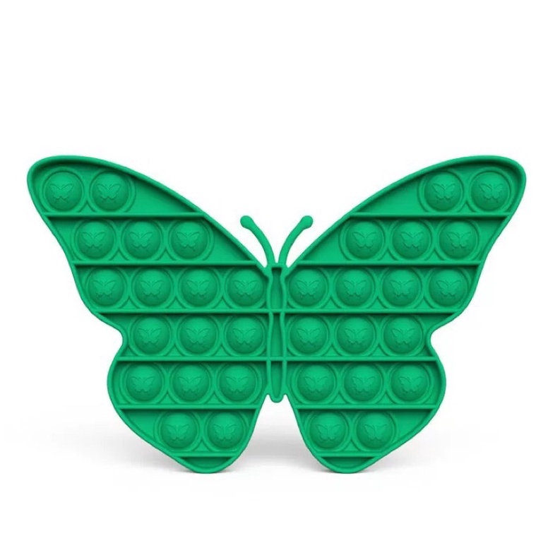 Pop it premium bubble emboss fidget anti stress timbul silicone viral tik tok mainan anak tebel high quality-Green butterfly