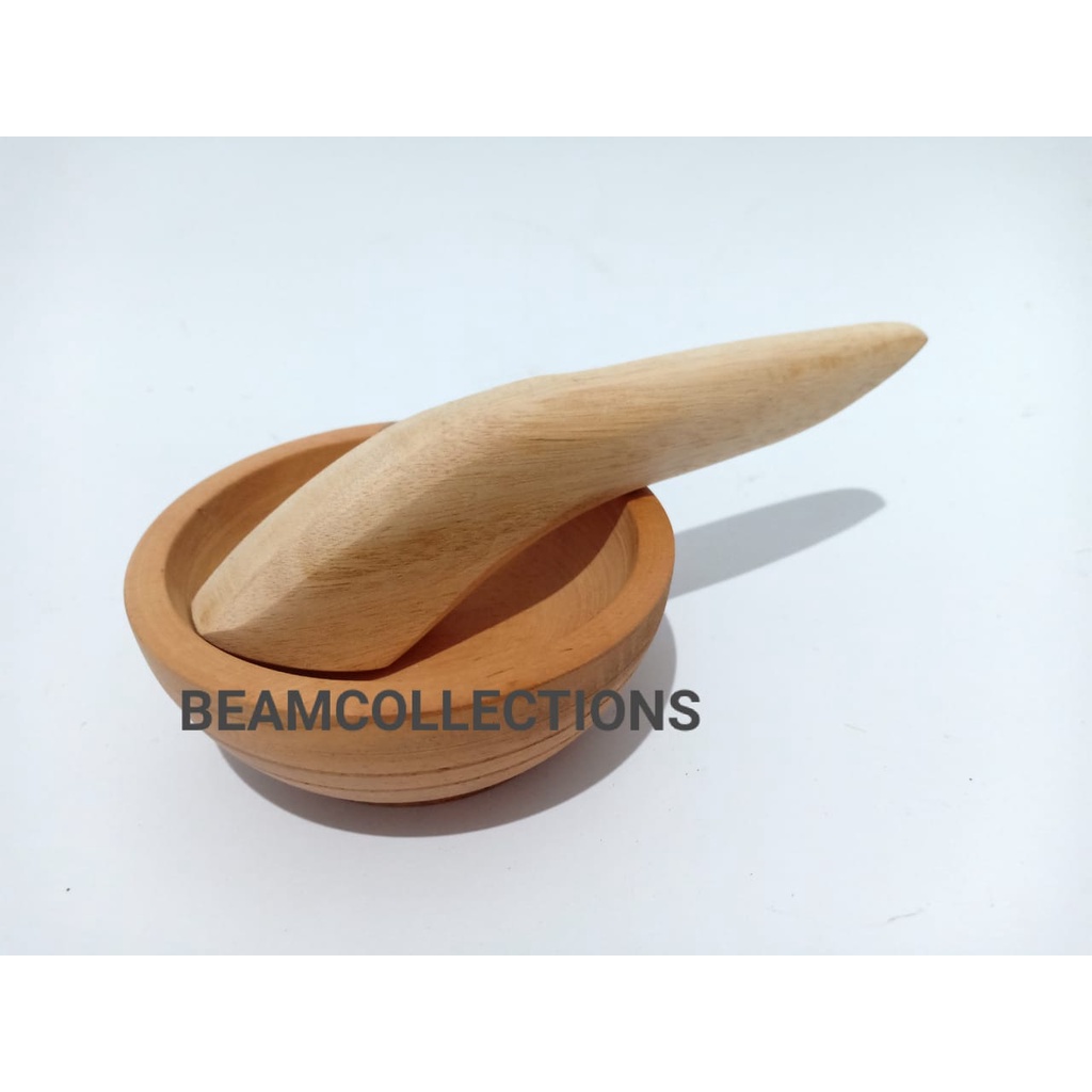 Cobek Kayu Kecil Ulekan Mini Mainan Anak Memasak