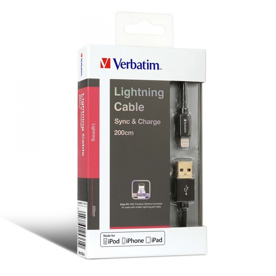 Kabel Data Verbatim Lightning to USB A 200cm 2,4A MFI - Verbatim 65361