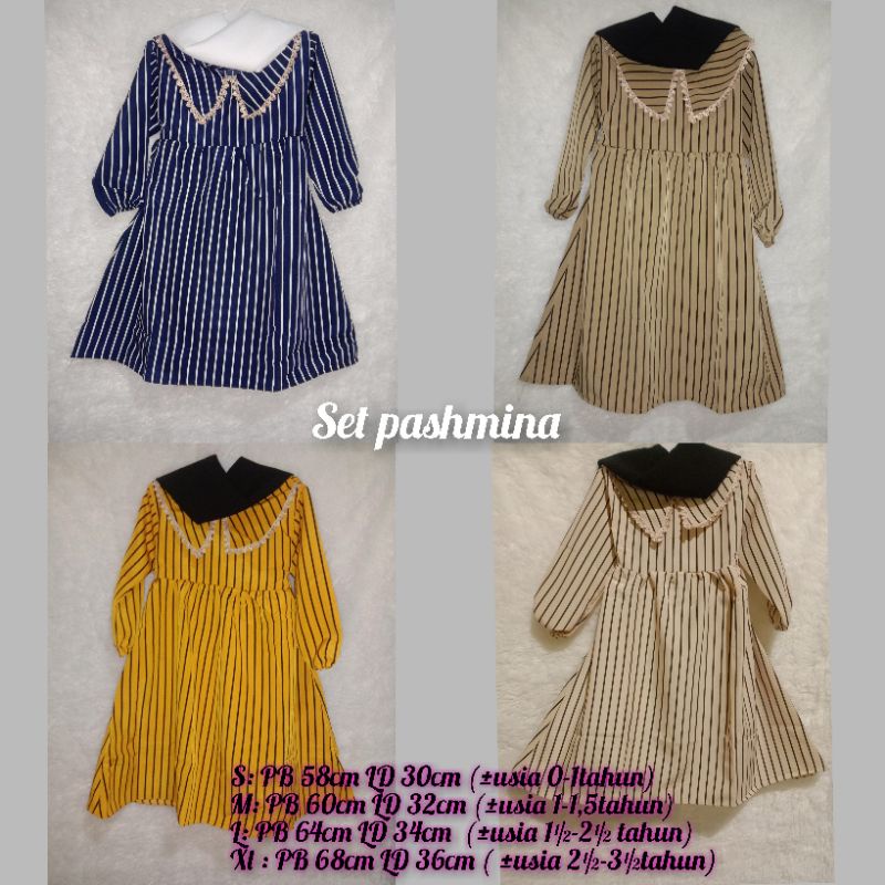 Gamis Anak Babydol salur set pashmina| Gamis Anak set pashmina |Gamis salur anak