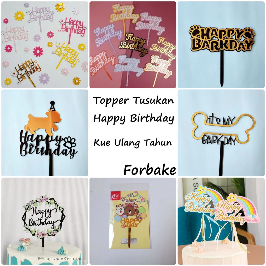Cake Topper Penghias Kue Ulang Tahun Ultah Tart Happy Birthday 02