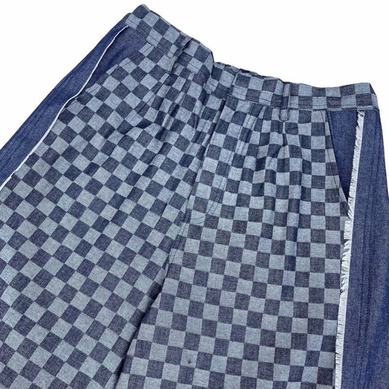 Denim Checkerboard Pants