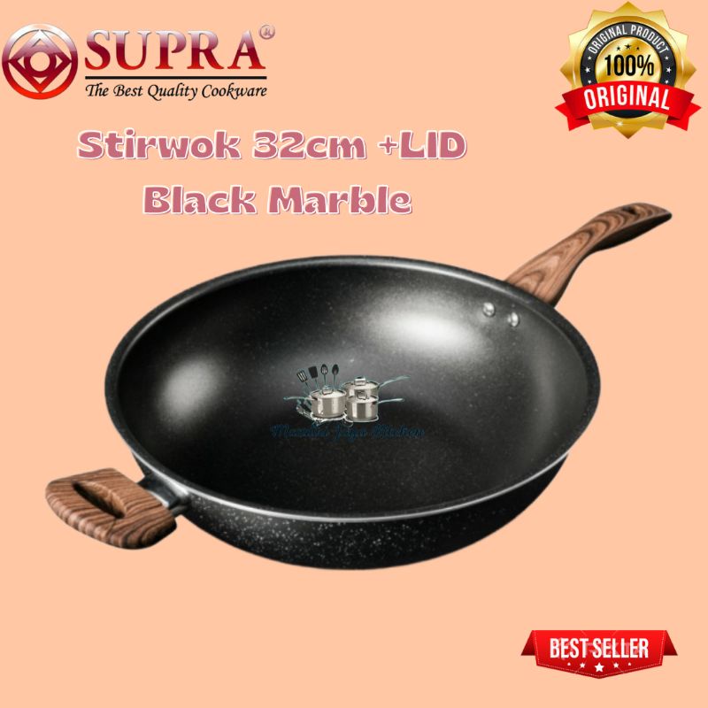 Stirwok 32cm +LID Black Marble