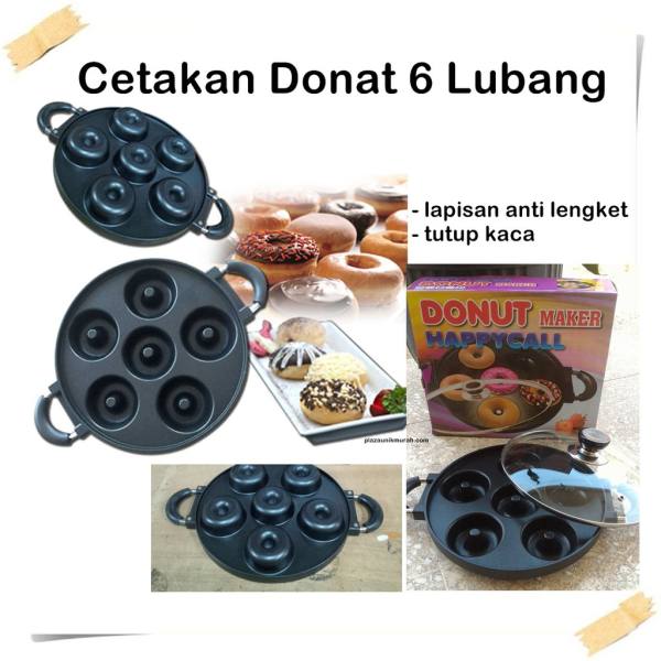 VERONA Cetakan Kue Donat 6 Lubang Kue Donut Happy Call / Snack Maker plus Tutup K