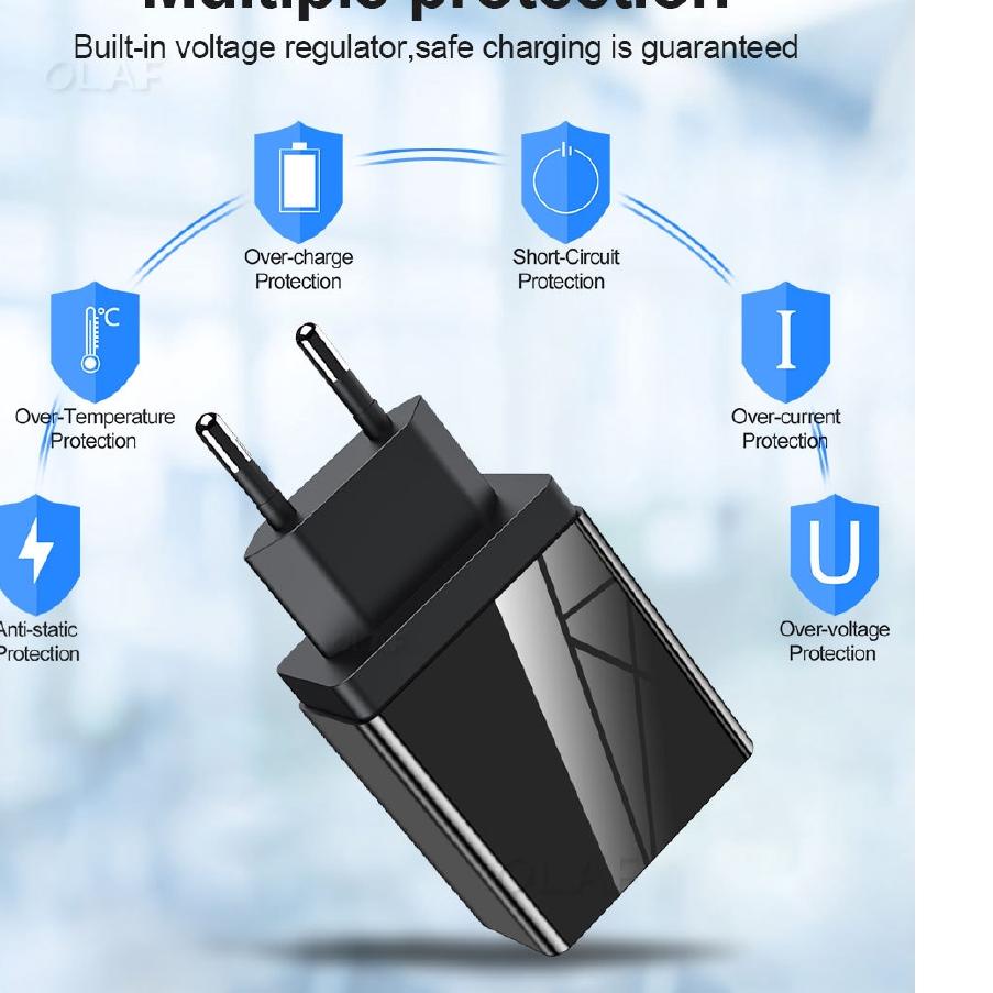 ♩ Quick Charger 5V3A Digital Display 3USB Kepala Charger Phone QC3.0 Iphone Samsung XIAOMI HUAWEI ➬