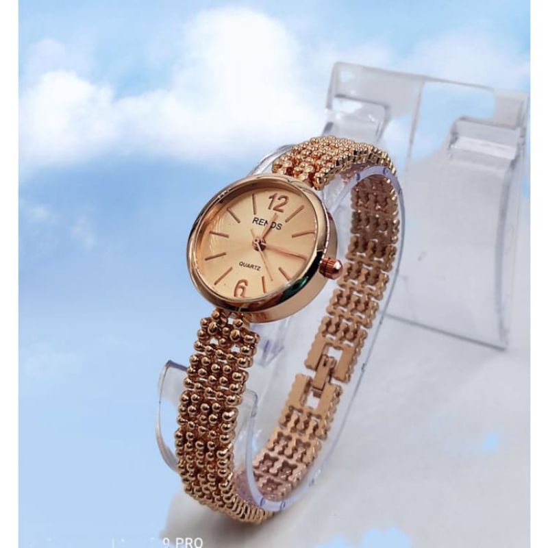 BONUS BOX,JAM TANGAN CWEK FASHION RENOS RANTE STANLESS MOTIF PARIS GELANG JAM WARNA ELEGAN FREE BOX+
