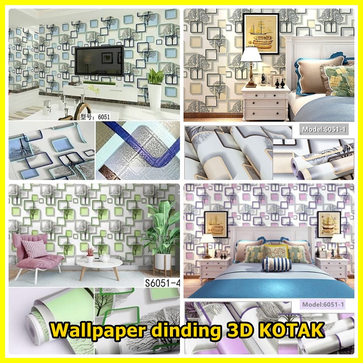 WALLPAPER DINIDNG 45 CM X 10M / 9.5 M COD BAYAR DITEMPAT KOTAK 3D