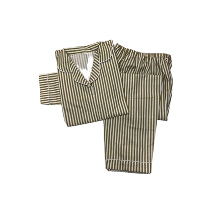 PIYAMA MOTIF SQUARE KOTAK WANITA DEWASA/BAJU TIDUR WANITA JUMBO LENGAN PANJANG-SALUR KHAKI JMB PP